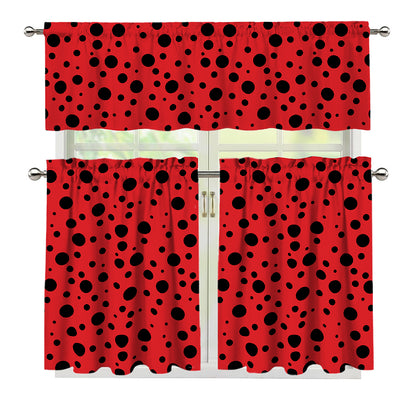 Ladybug Spots Pattern Print 3 Piece Kitchen Curtains