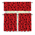 Ladybug Spots Pattern Print 3 Piece Kitchen Curtains