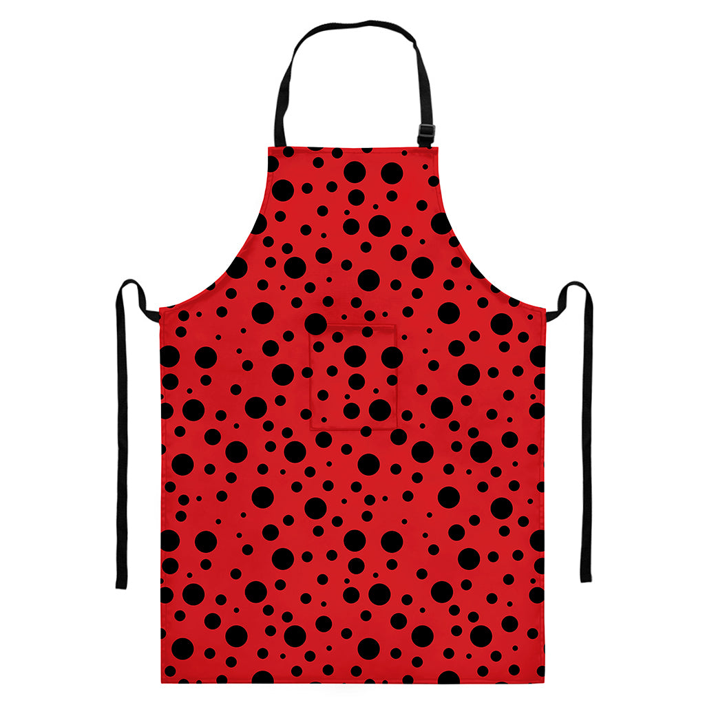 Ladybug Spots Pattern Print Bib Apron With Pocket