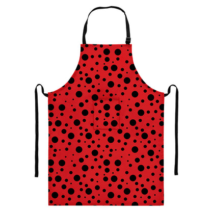 Ladybug Spots Pattern Print Bib Apron With Pocket