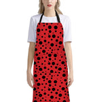 Ladybug Spots Pattern Print Bib Apron With Pocket