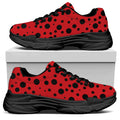 Ladybug Spots Pattern Print Black Chunky Shoes