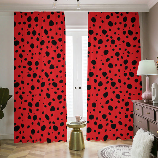 Ladybug Spots Pattern Print Blackout Pencil Pleat Curtains