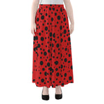 Ladybug Spots Pattern Print Chiffon Maxi Skirt