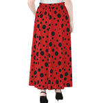 Ladybug Spots Pattern Print Chiffon Maxi Skirt