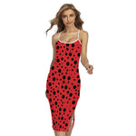 Ladybug Spots Pattern Print Cross Back Cami Dress
