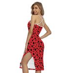 Ladybug Spots Pattern Print Cross Back Cami Dress