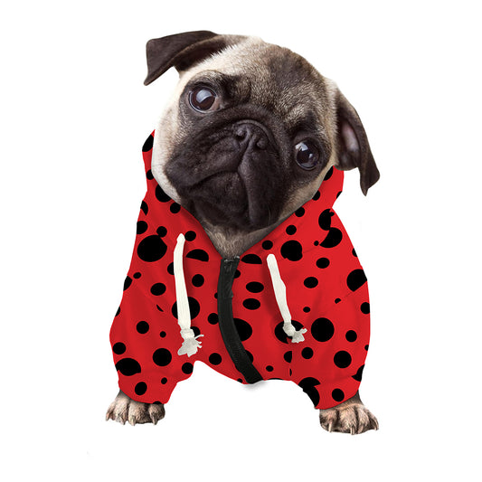 Ladybug Spots Pattern Print Dog Zip Up Hoodie