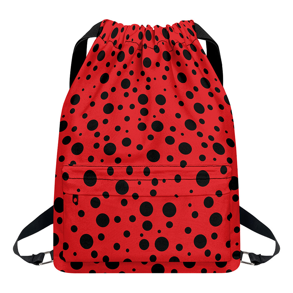Ladybug Spots Pattern Print Drawstring Backpack
