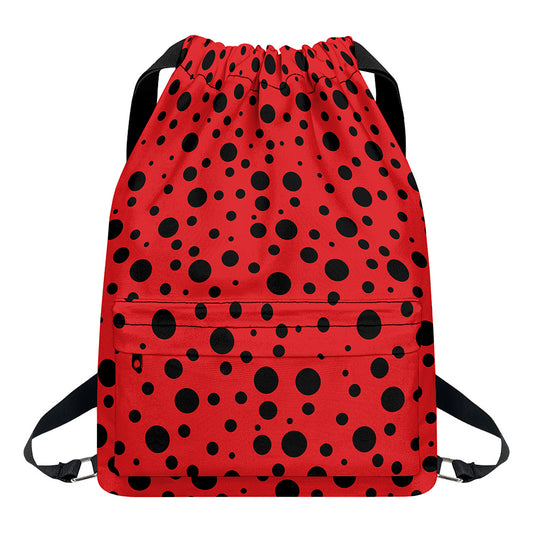Ladybug Spots Pattern Print Drawstring Backpack