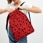Ladybug Spots Pattern Print Drawstring Backpack