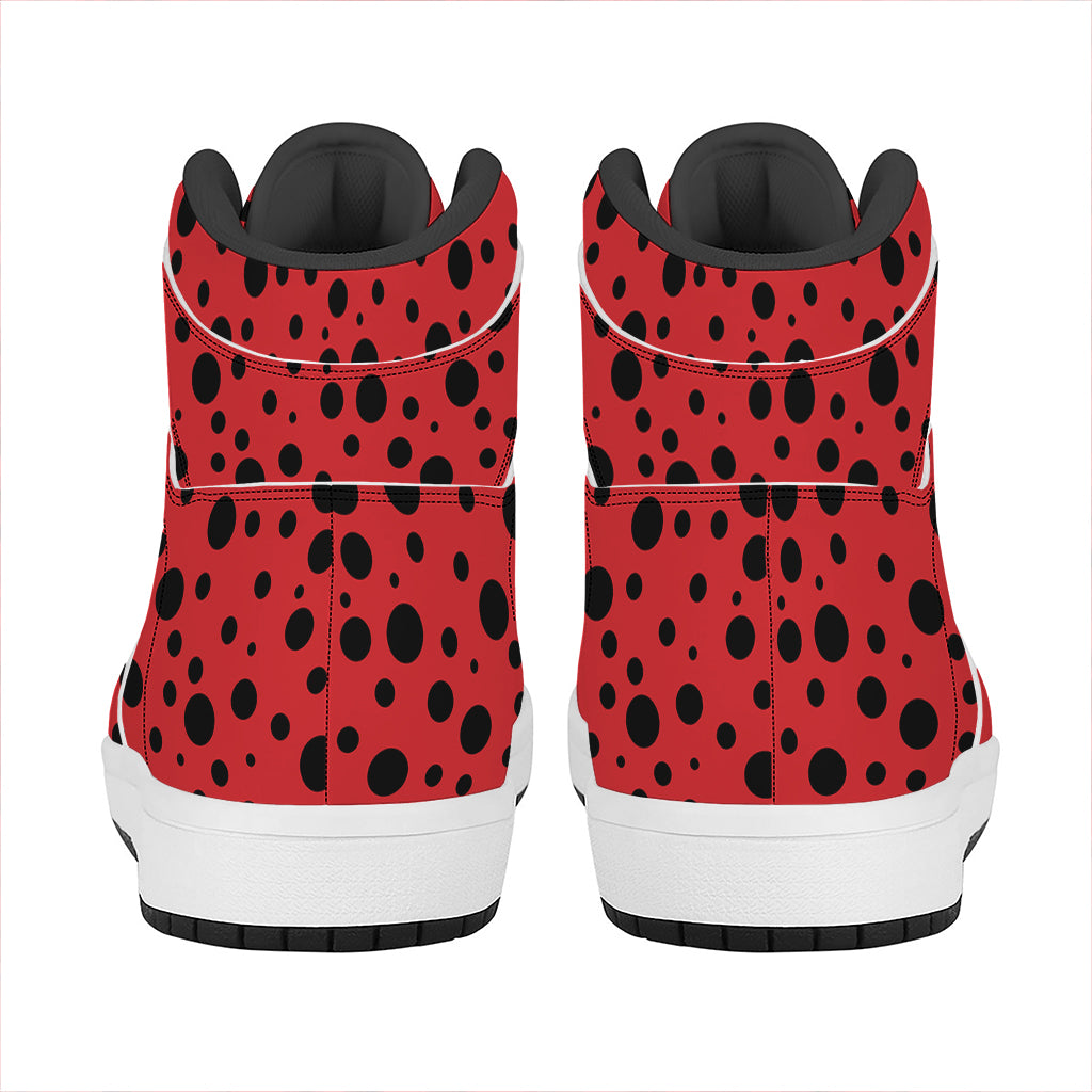 Ladybug Spots Pattern Print High Top Leather Sneakers
