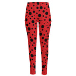 Ladybug Spots Pattern Print High-Waisted Pocket Leggings