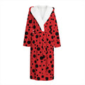 Ladybug Spots Pattern Print Hooded Bathrobe