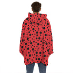 Ladybug Spots Pattern Print Hoodie Blanket