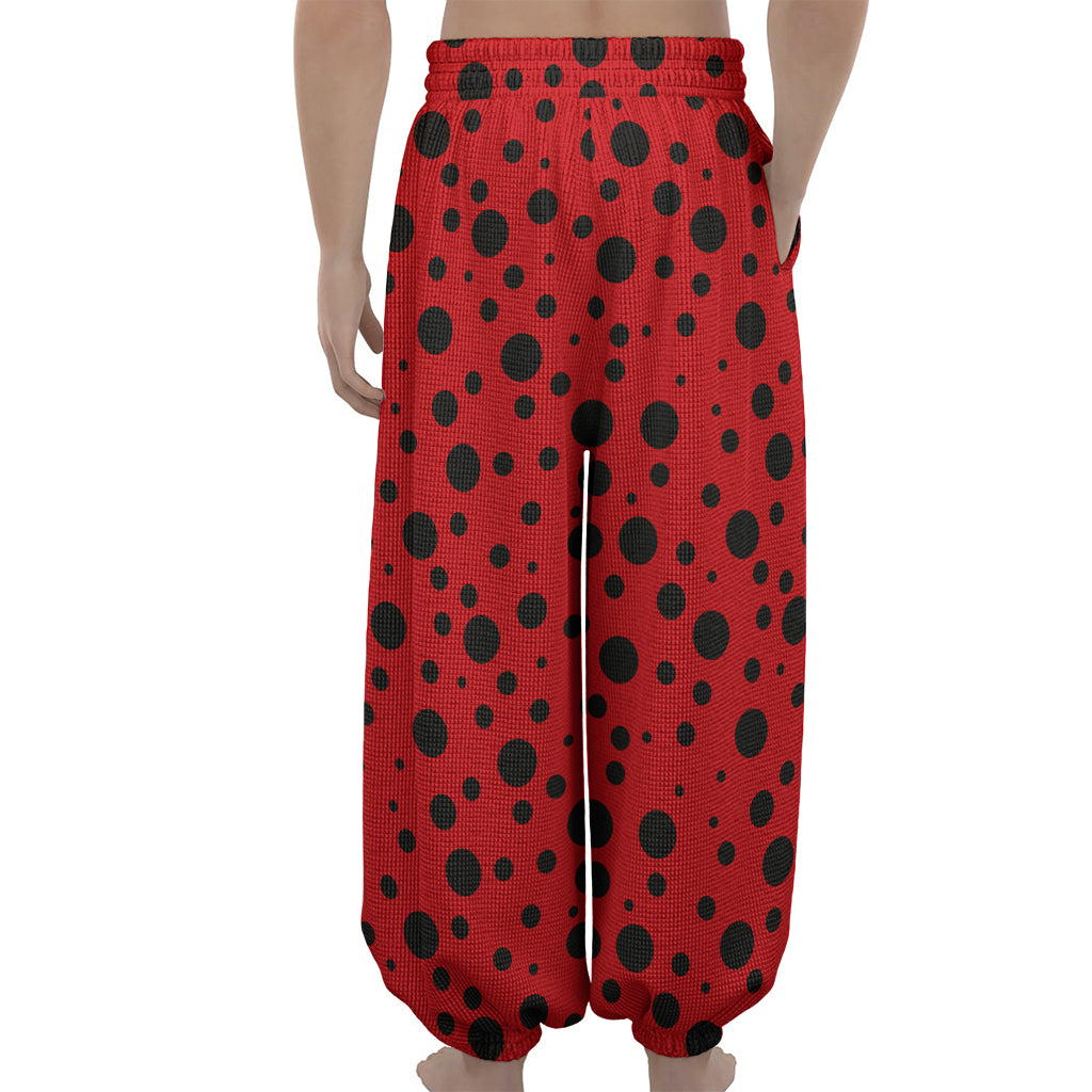 Ladybug Spots Pattern Print Lantern Pants