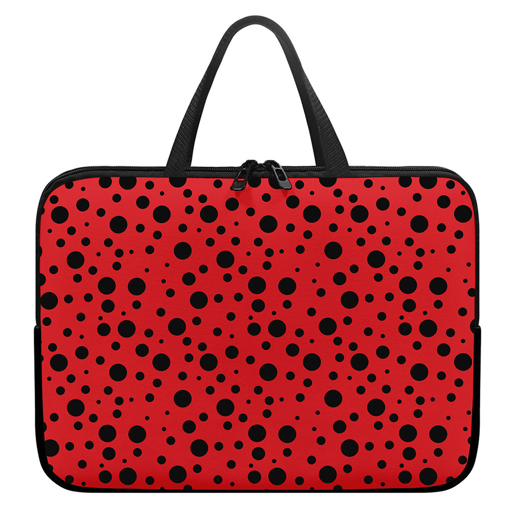 Ladybug Spots Pattern Print Laptop Sleeve With Handle