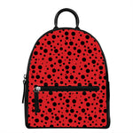 Ladybug Spots Pattern Print Leather Backpack