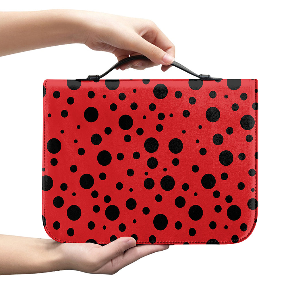 Ladybug Spots Pattern Print Leather Bible Cover