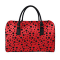 Ladybug Spots Pattern Print Leather Duffel Bag