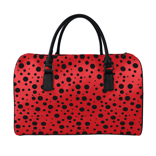 Ladybug Spots Pattern Print Leather Duffle Bag
