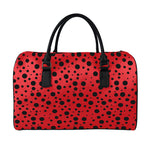 Ladybug Spots Pattern Print Leather Duffle Bag
