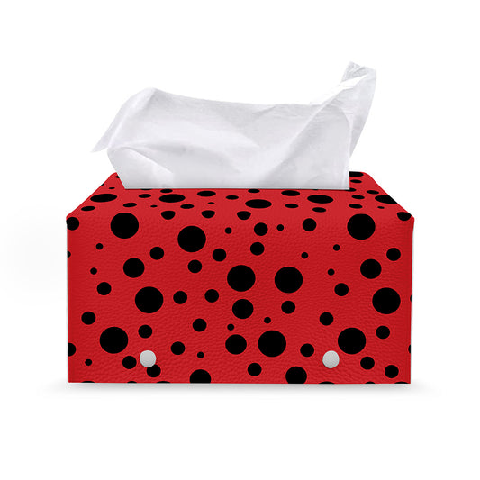 Ladybug Spots Pattern Print Leather Tissue Box Cover