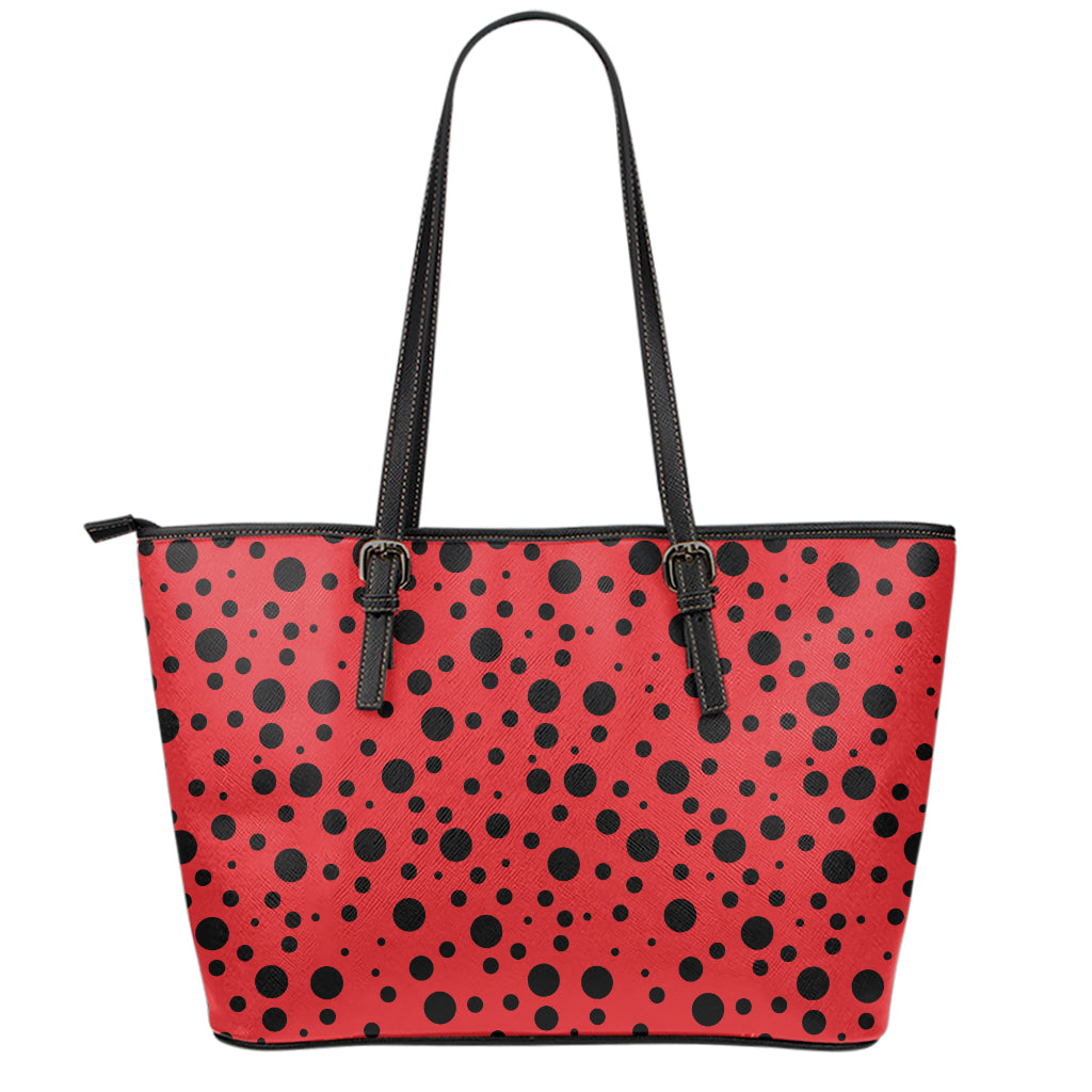 Ladybug Spots Pattern Print Leather Tote Bag