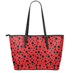 Ladybug Spots Pattern Print Leather Tote Bag