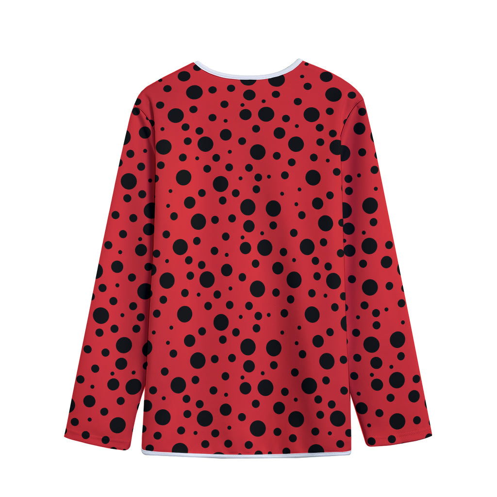 Ladybug Spots Pattern Print Long Sleeve Short Coat