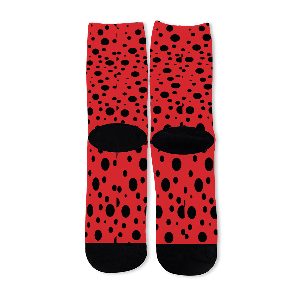 Ladybug Spots Pattern Print Long Socks