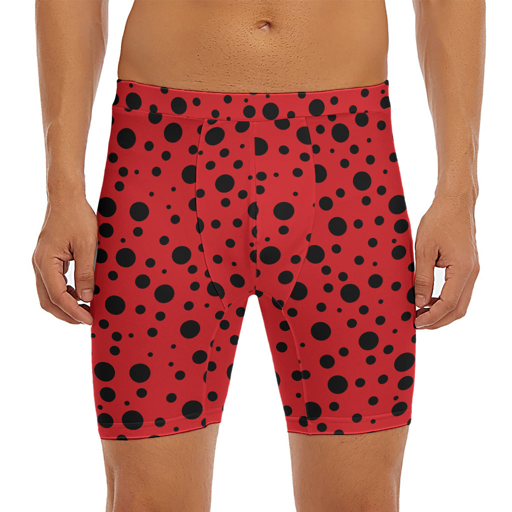 Ladybug Spots Pattern Print Men's Long Boxer Briefs