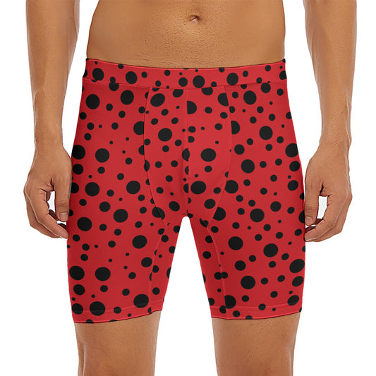 Ladybug Spots Pattern Print Men's Long Boxer Briefs