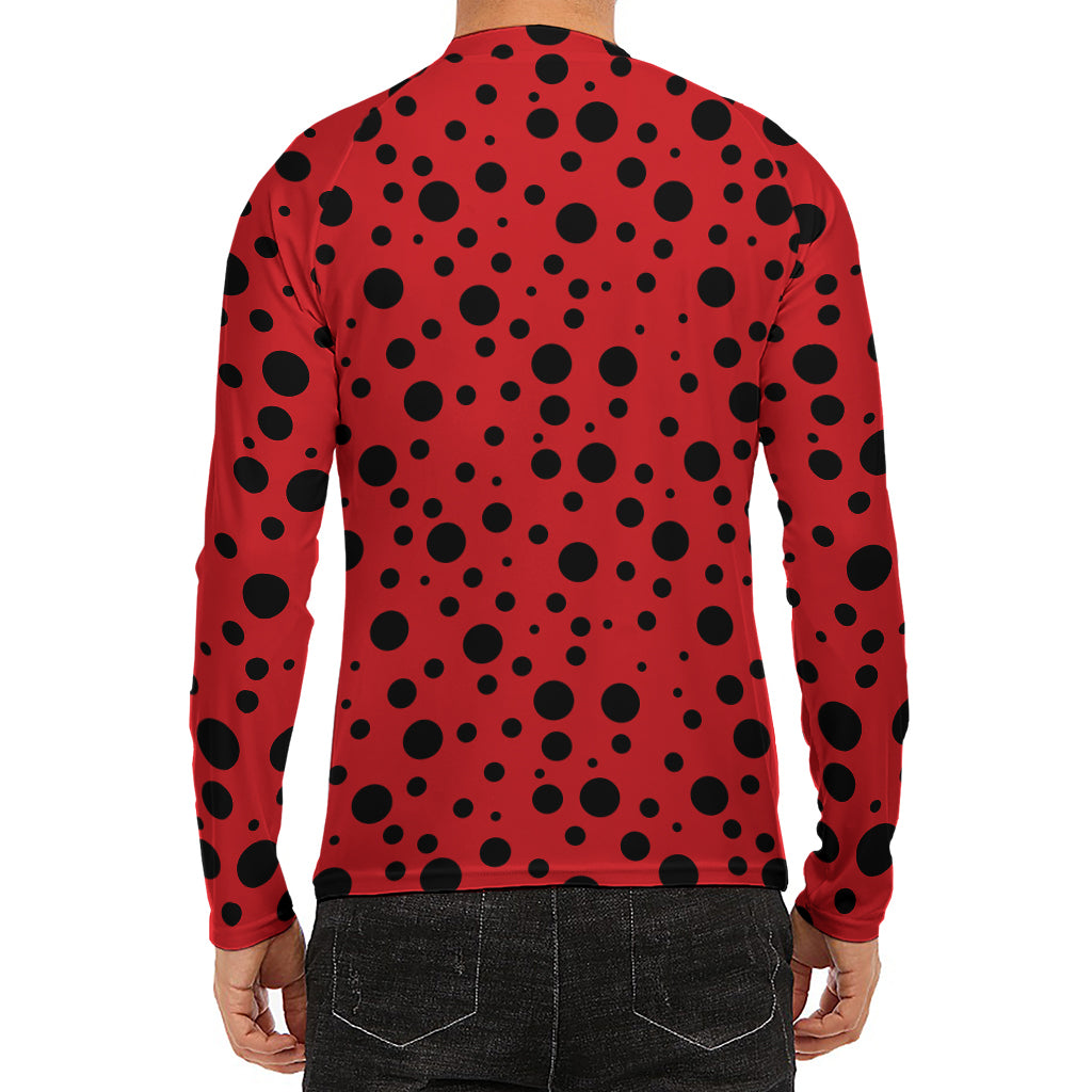 Ladybug Spots Pattern Print Men's Long Sleeve Rash Guard