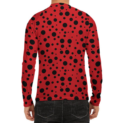 Ladybug Spots Pattern Print Men's Long Sleeve Rash Guard