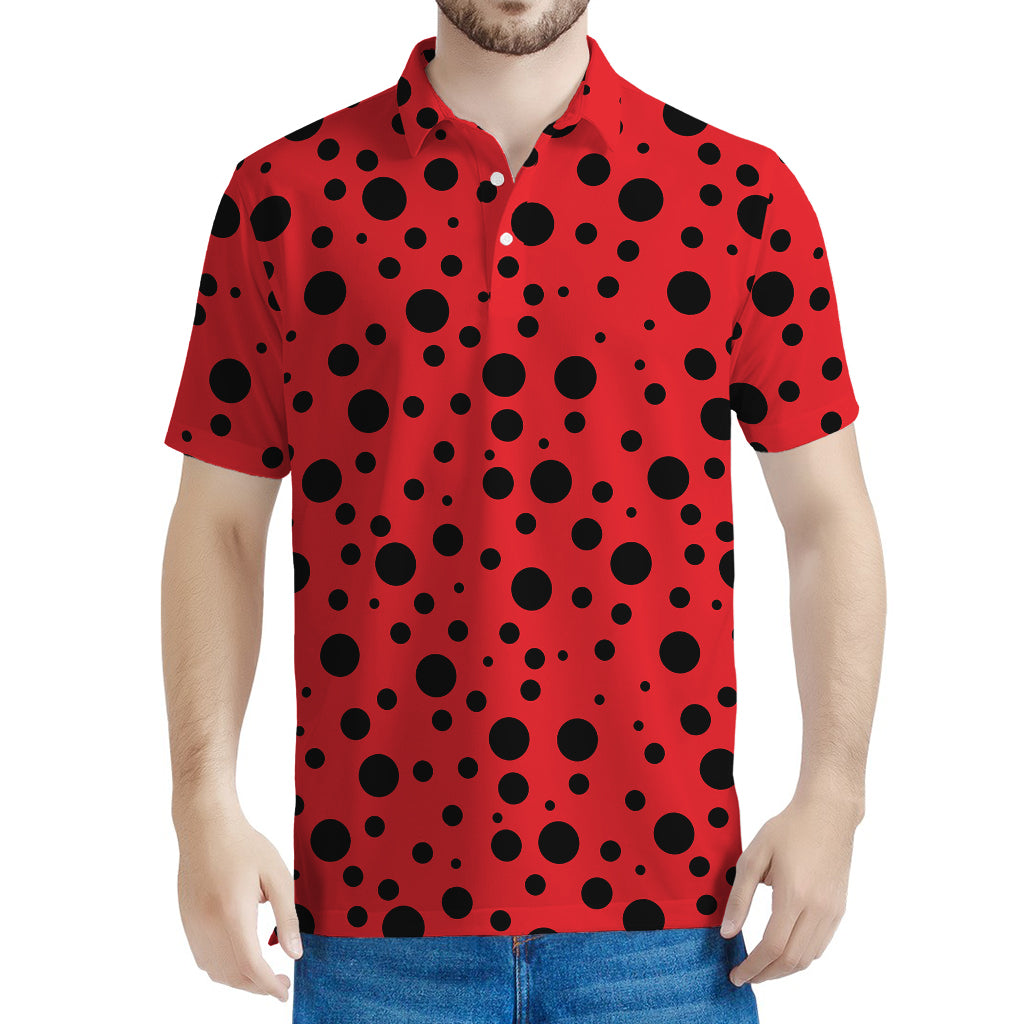 Ladybug Spots Pattern Print Men's Polo Shirt