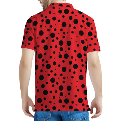 Ladybug Spots Pattern Print Men's Polo Shirt