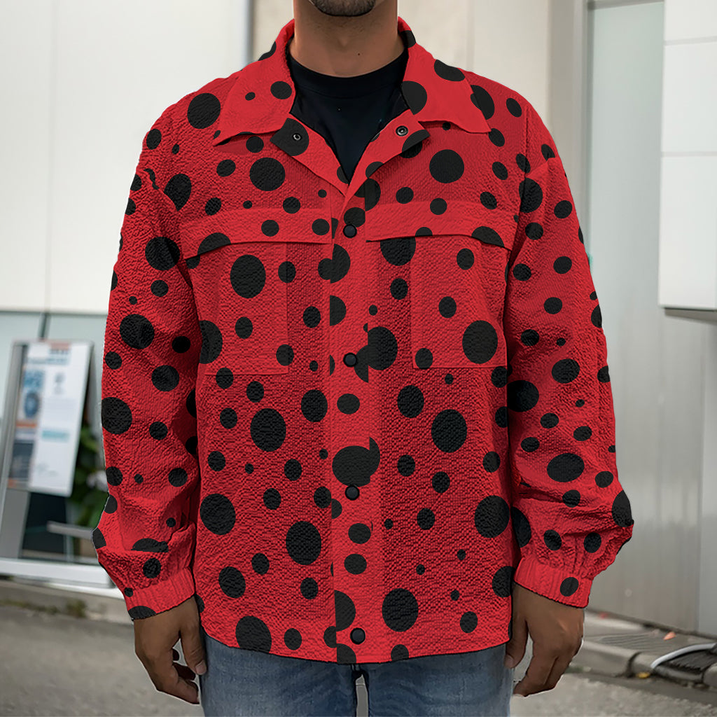 Ladybug Spots Pattern Print Men's Shirt Jacket