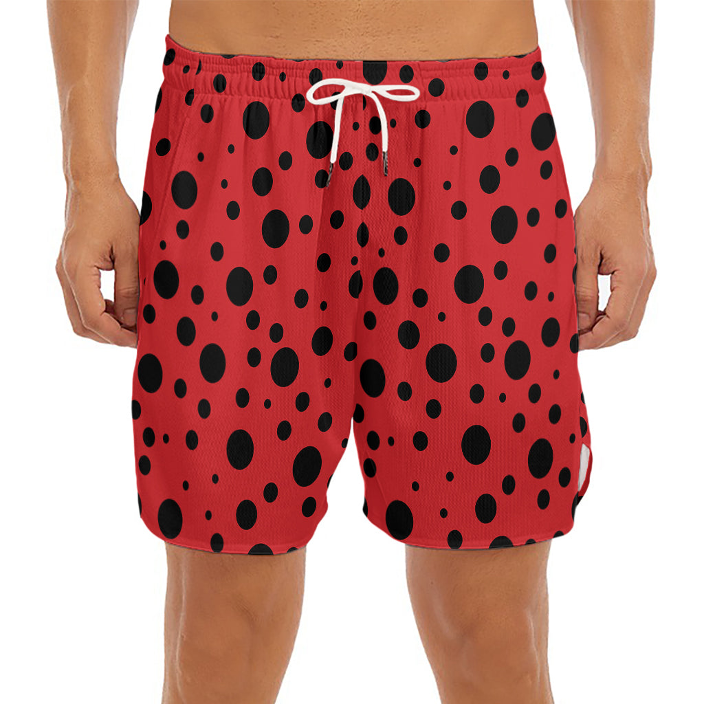 Ladybug Spots Pattern Print Men's Split Running Shorts