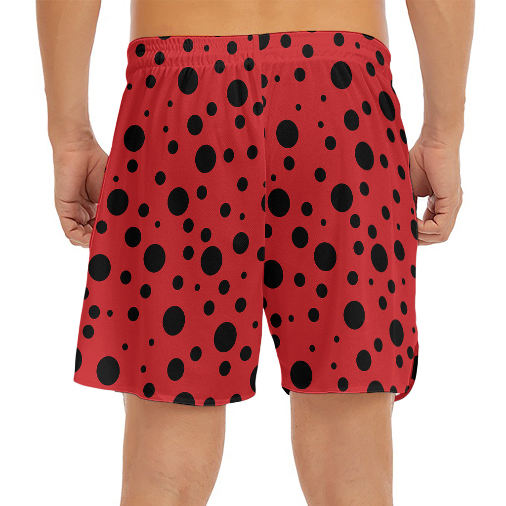 Ladybug Spots Pattern Print Men's Split Running Shorts