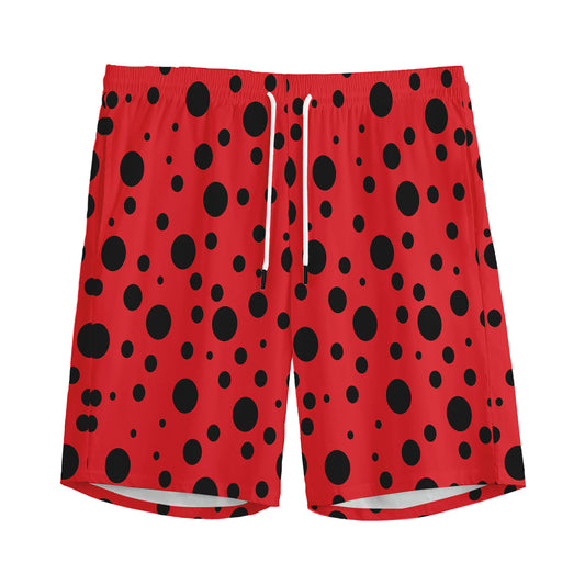 Ladybug Spots Pattern Print Men's Sports Shorts
