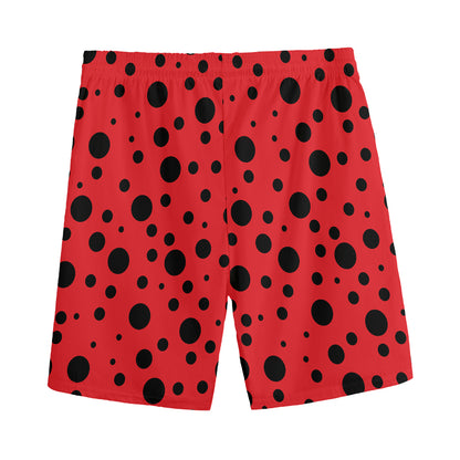 Ladybug Spots Pattern Print Men's Sports Shorts