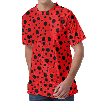 Ladybug Spots Pattern Print Men's Velvet T-Shirt