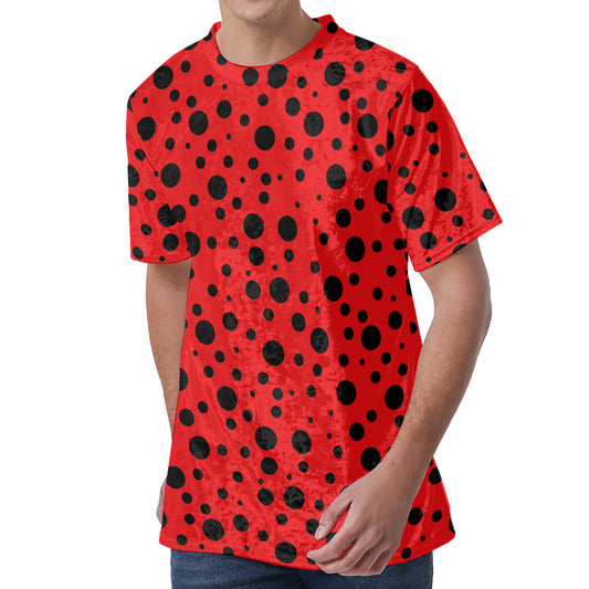Ladybug Spots Pattern Print Men's Velvet T-Shirt