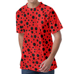 Ladybug Spots Pattern Print Men's Velvet T-Shirt