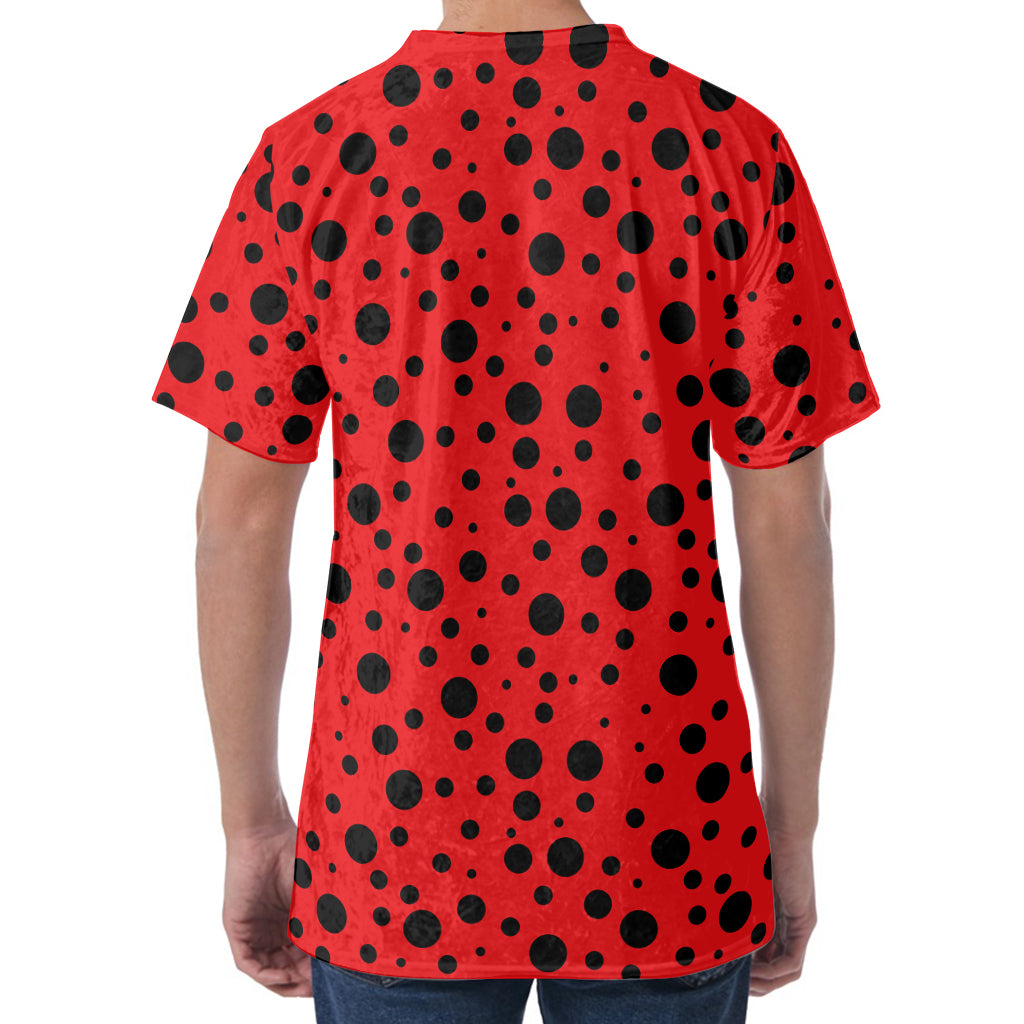 Ladybug Spots Pattern Print Men's Velvet T-Shirt