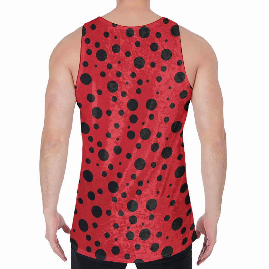 Ladybug Spots Pattern Print Men's Velvet Tank Top