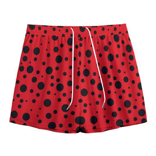 Ladybug Spots Pattern Print Mesh Shorts