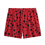 Ladybug Spots Pattern Print Mesh Shorts
