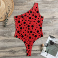 Ladybug Spots Pattern Print One Shoulder Bodysuit